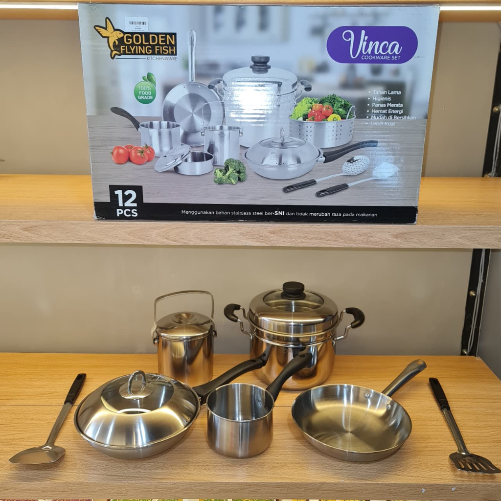 Jual Harazakida VINCA Cookware Set – 12 PCS | Golden Flying Fish ...