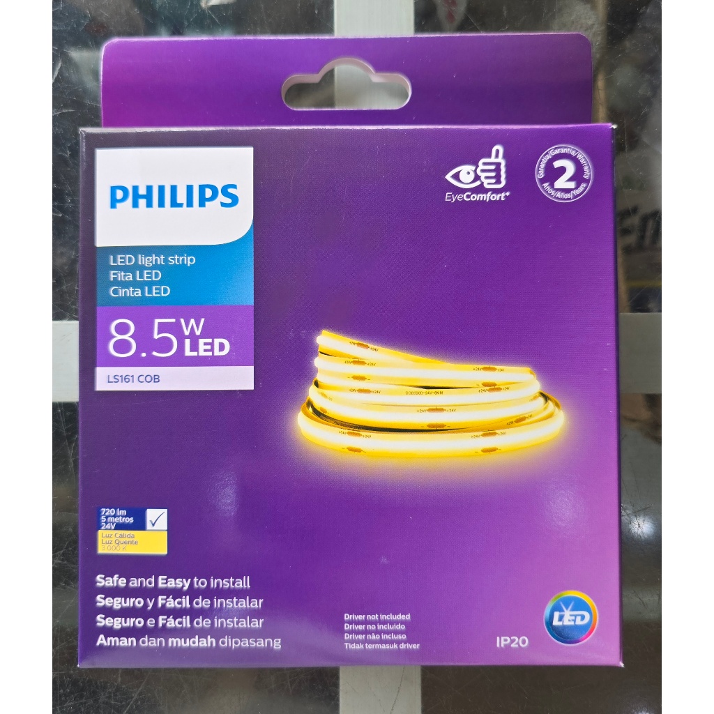 Jual PHILIPS Ledstrip DC 24v LS161 COB 8,5w 5Meter Warm White Cahaya ...