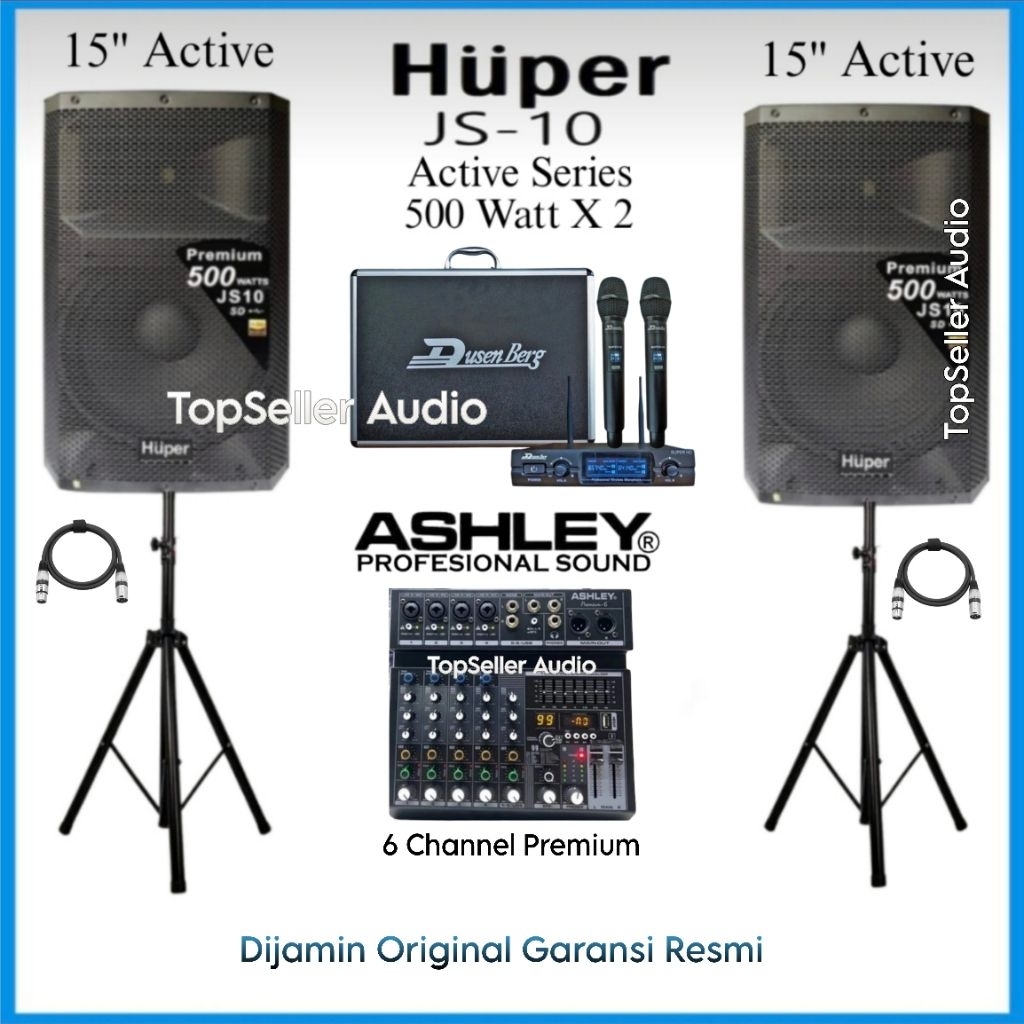 Jual Paket Sound System Huper JS10 Mixer Ashley Premium 6 Channel ...
