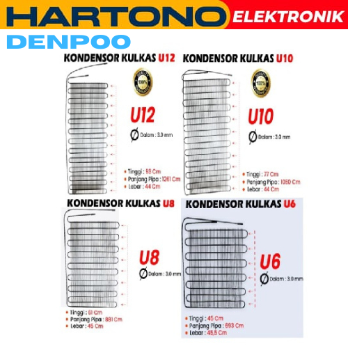 Jual DENPOO Kondensor Kulkas/Showcase Freezer - CONDENSOR U6, U8, U10 ...