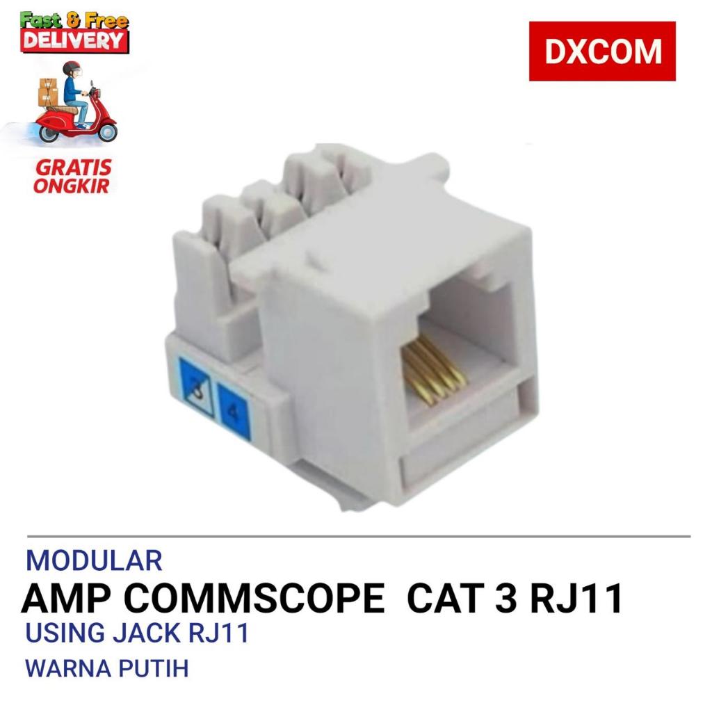 Jual modular Jack RJ11 4Pin Telephone Connector AMP Commscope Modular ...