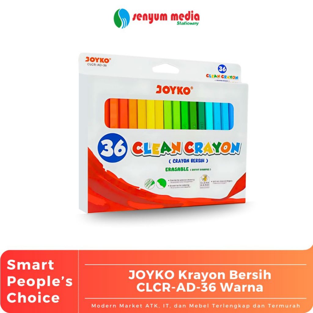 Jual JOYKO - Krayon Bersih/Clean Crayon CLCR-AD-36 Warna | Crayon Dapat ...