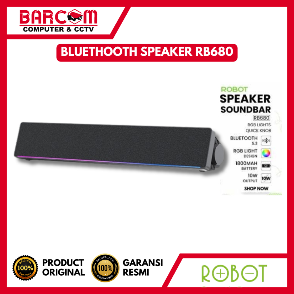 Jual ROBOT RB680 SPEAKER RGB LIGHTSHOW BLUETOOTH SOUNDBAR SPEAKER 10W ...