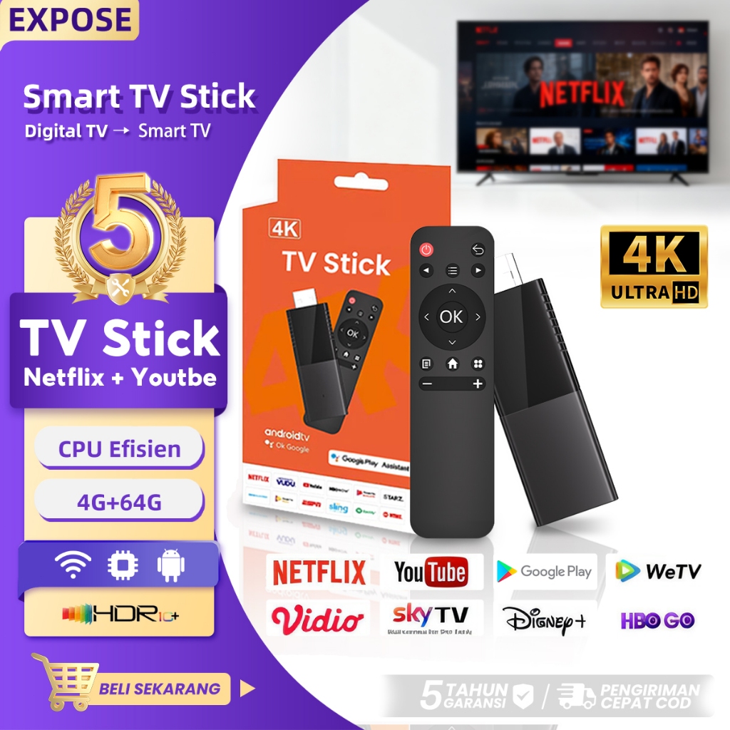 Jual TV Stick 4K Android Smart TV UHD 4K Android TV Stick Dolby DTS ...