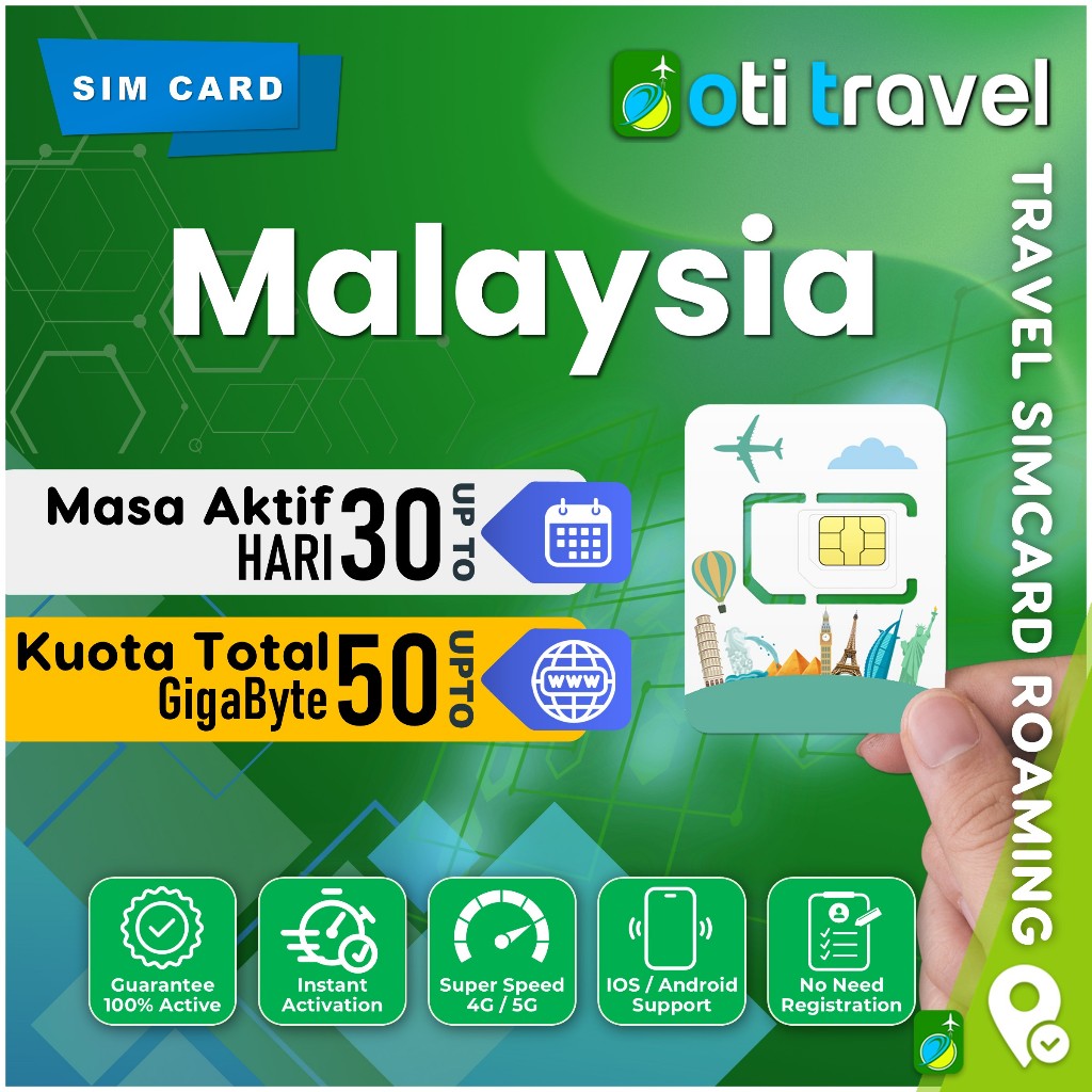 Jual Travel Simcard OTI TRAVEL Malaysia Limit Total | Sim Card Kuala ...