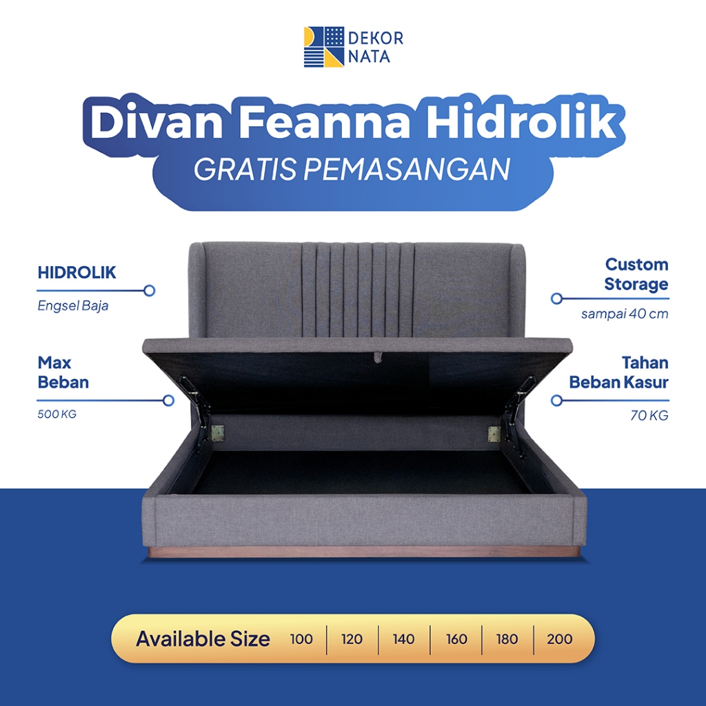 Jual [FREE RAKIT] Dekornata - Feanna Divan Hidrolik Knockdown / Tempat ...
