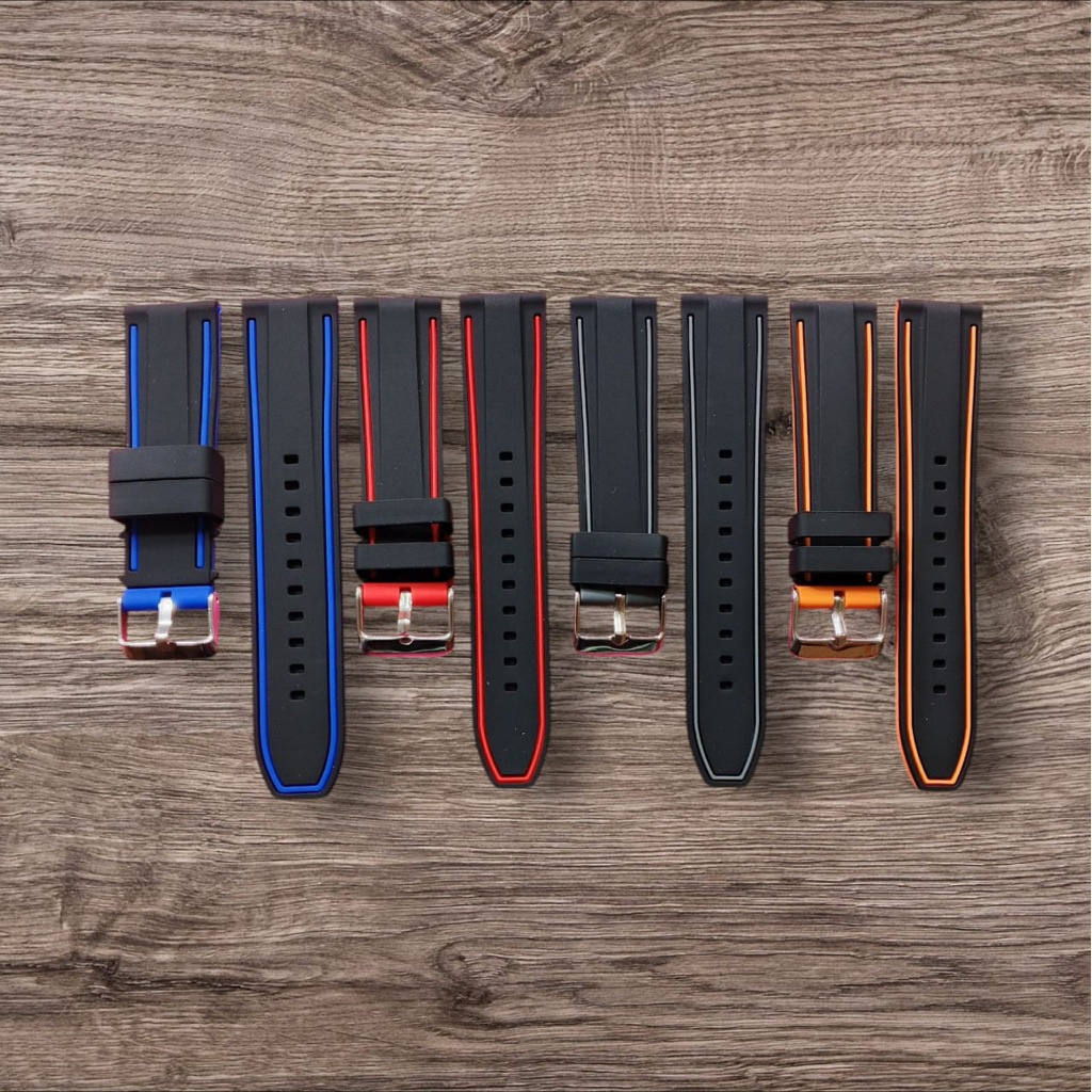 Jual STRAP JAM TANGAN SILICON JAM TANGAN RUBBER MODEL 2 SIZE 22,24 MM ...