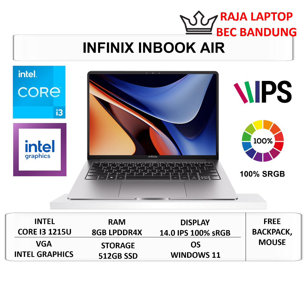 Jual Laptop Infinix Inbook Air Intel Core i3 1215U Ram 8GB SSD 512GB 14 ...