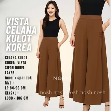 Celana Kulot Korea Celana Panjang Sifon Wanita Gaya Korea Cantik Dan Elegan Vista NOSHFashion