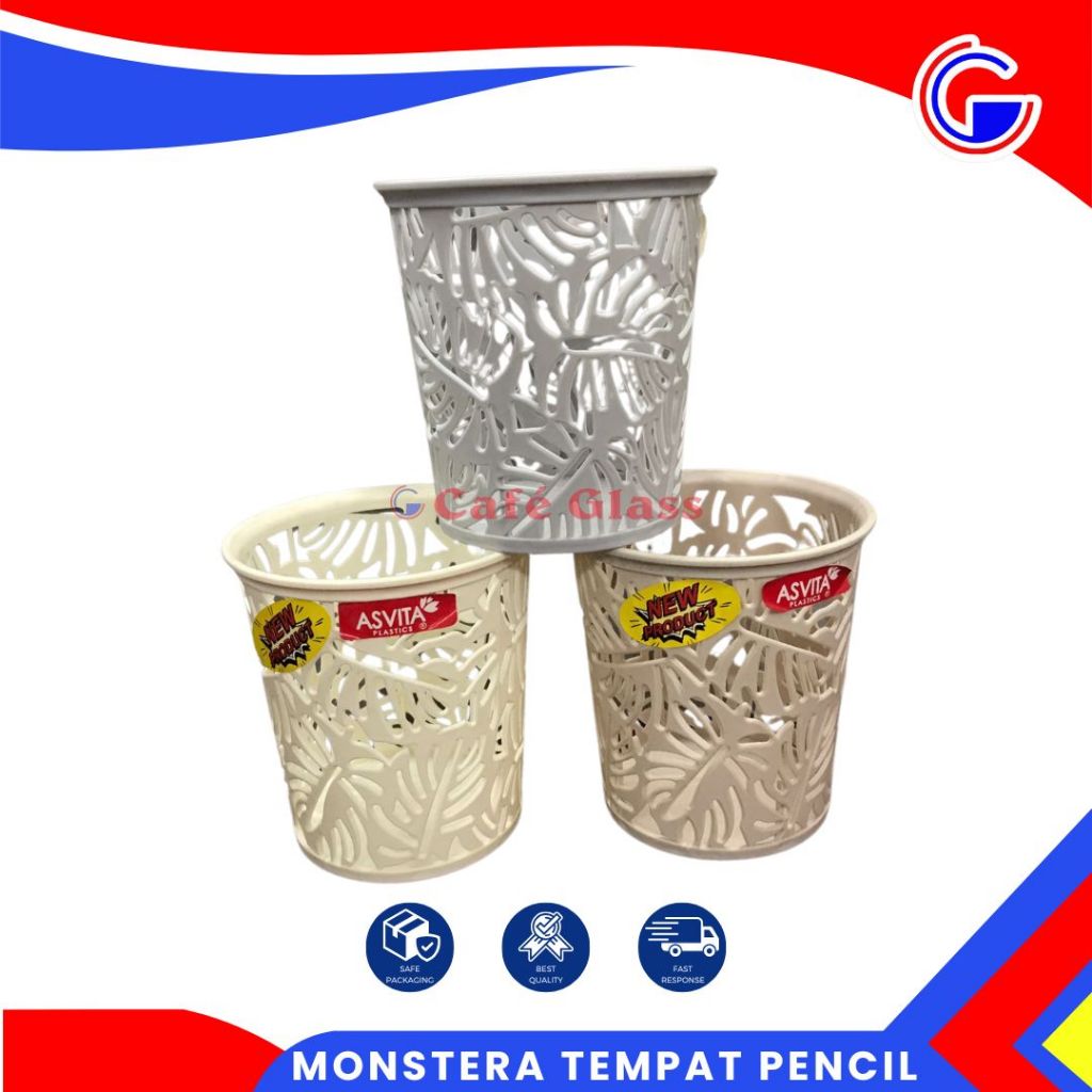 Tempat Pencil Monstera Asvita Plastik I Tempat Brush Make Up I Tempat Pencil Serbaguna