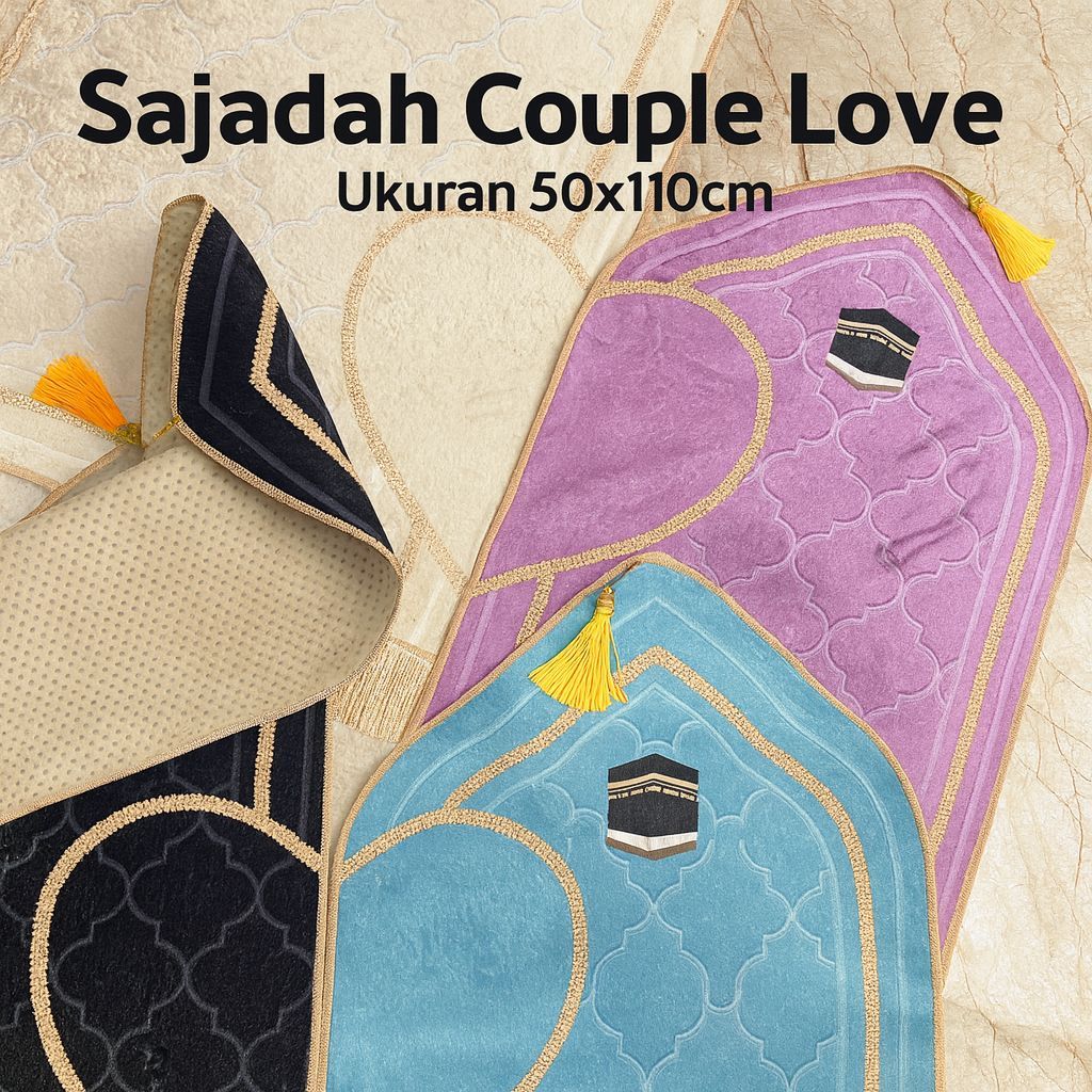 Sajadah Kubah Couple Love Midi Sepasang Suami Istri Hadiah Pernikahan 50x110cm