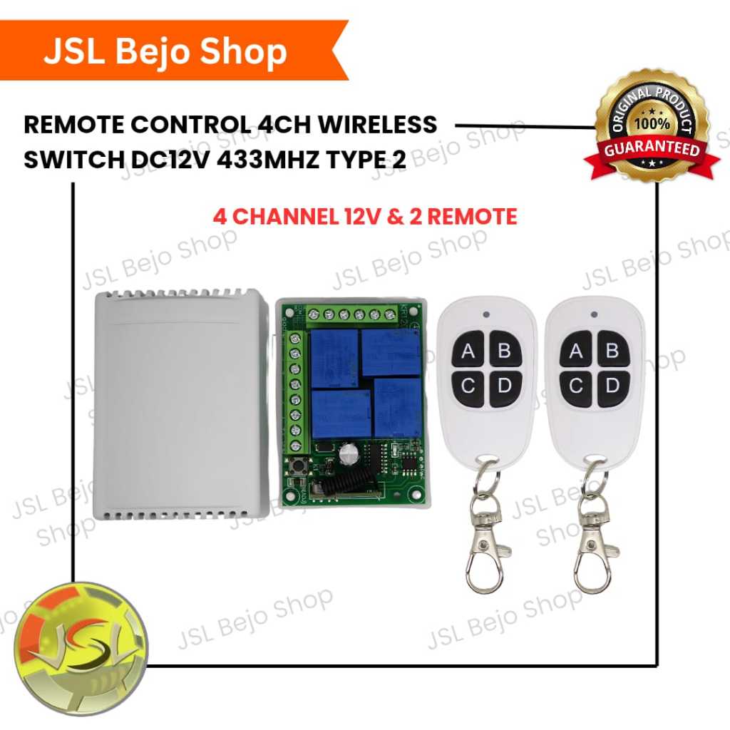 Jual Remote Control 4CH Wireless Switch 1 Penerima + 2 Remote 433MHz ...