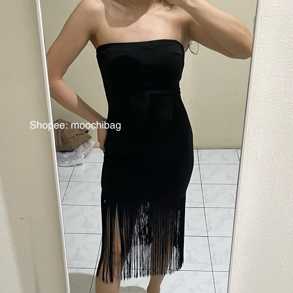 Jual mini dress kemben sleeveless tanpa lengan elegant rumbai sexy ...