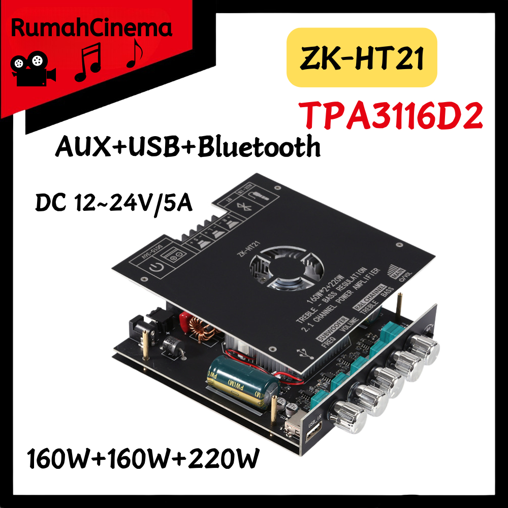 Amplificatore Digitale Bluetooth ZK-HT21 Con TDA7498E: Modulo Fai Da Te 2.1 Canali, 160Wx2 + 220W
