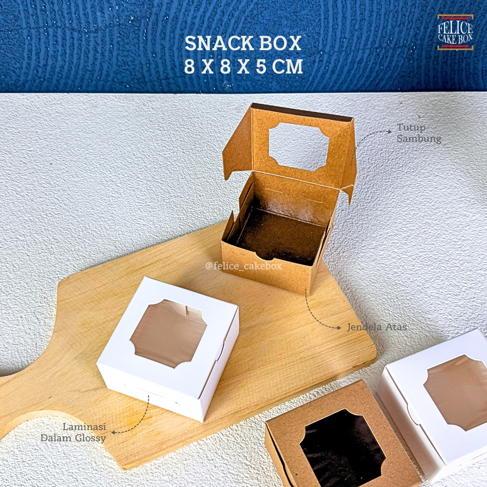 Jual SNACK BOX IVORY KRAFT POLOS 8X8X5 CM / BOX POLOS MINI CHEESECAKE ...