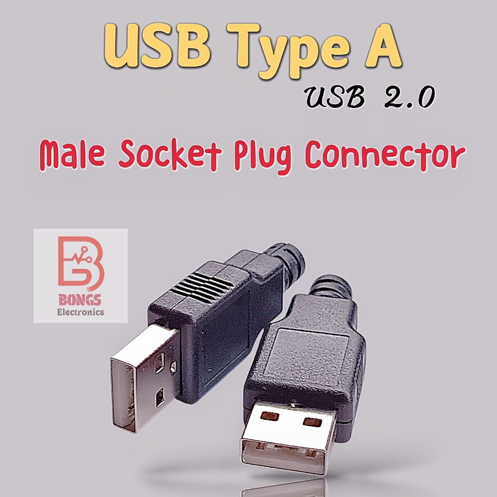 Jual USB 2.0 Type A 4Pin Male socket plug Connector adapter with black ...