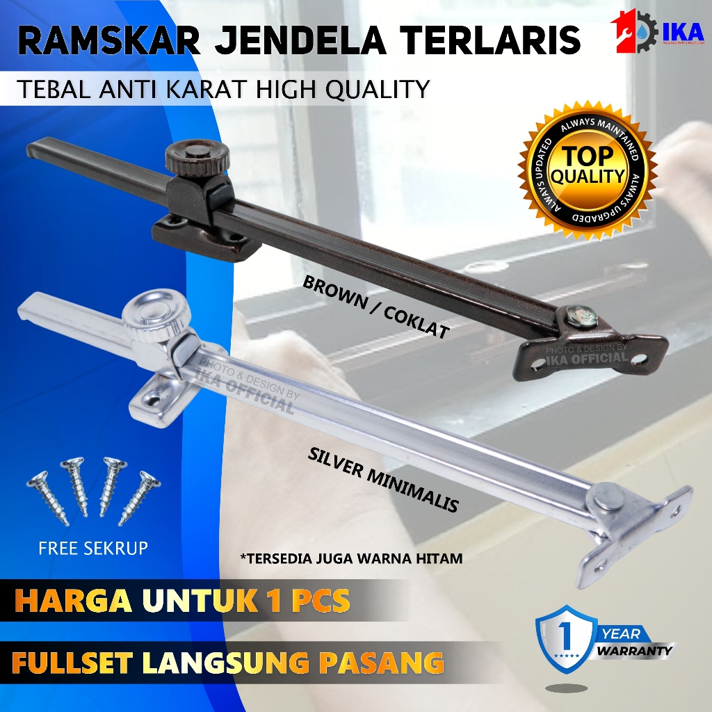 Jual Ramskar Putar Hitam Silver Coklat / Hak Angin / Lamskar Jendela ...