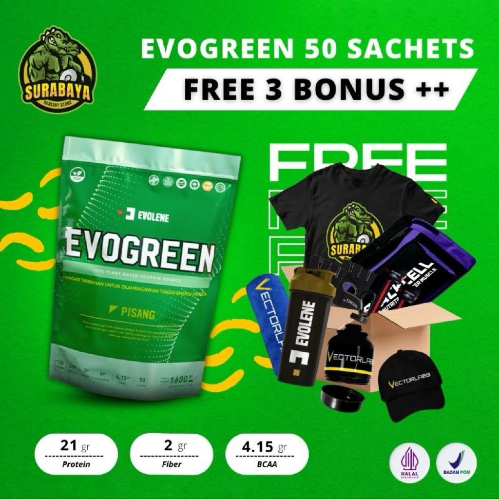 Jual Evolene Evo Green 50 Sachet Evogreen Vegan Whey Protein Plant ...