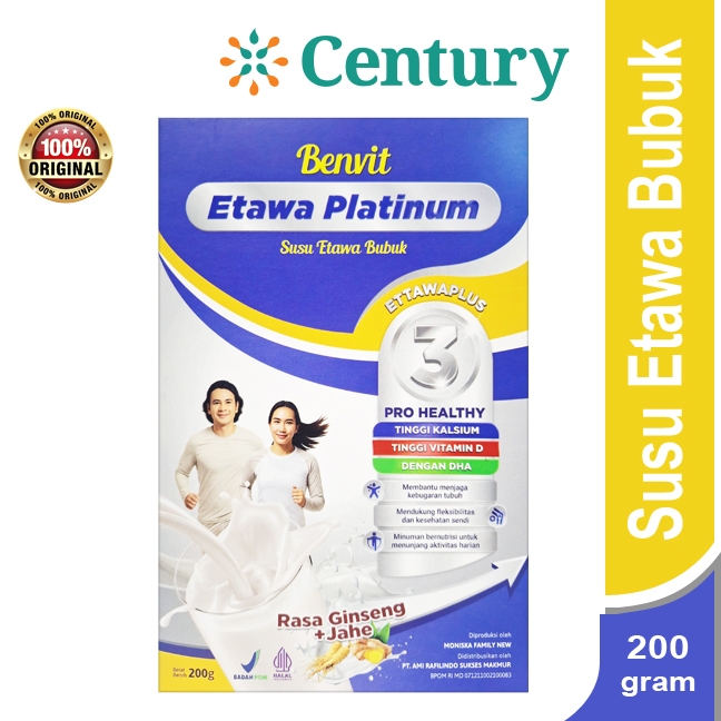 Jual BENVIT ETAWA PLATINUM GINSENG+JAHE 200GR / SUSU KESEHATAN TULANG ...