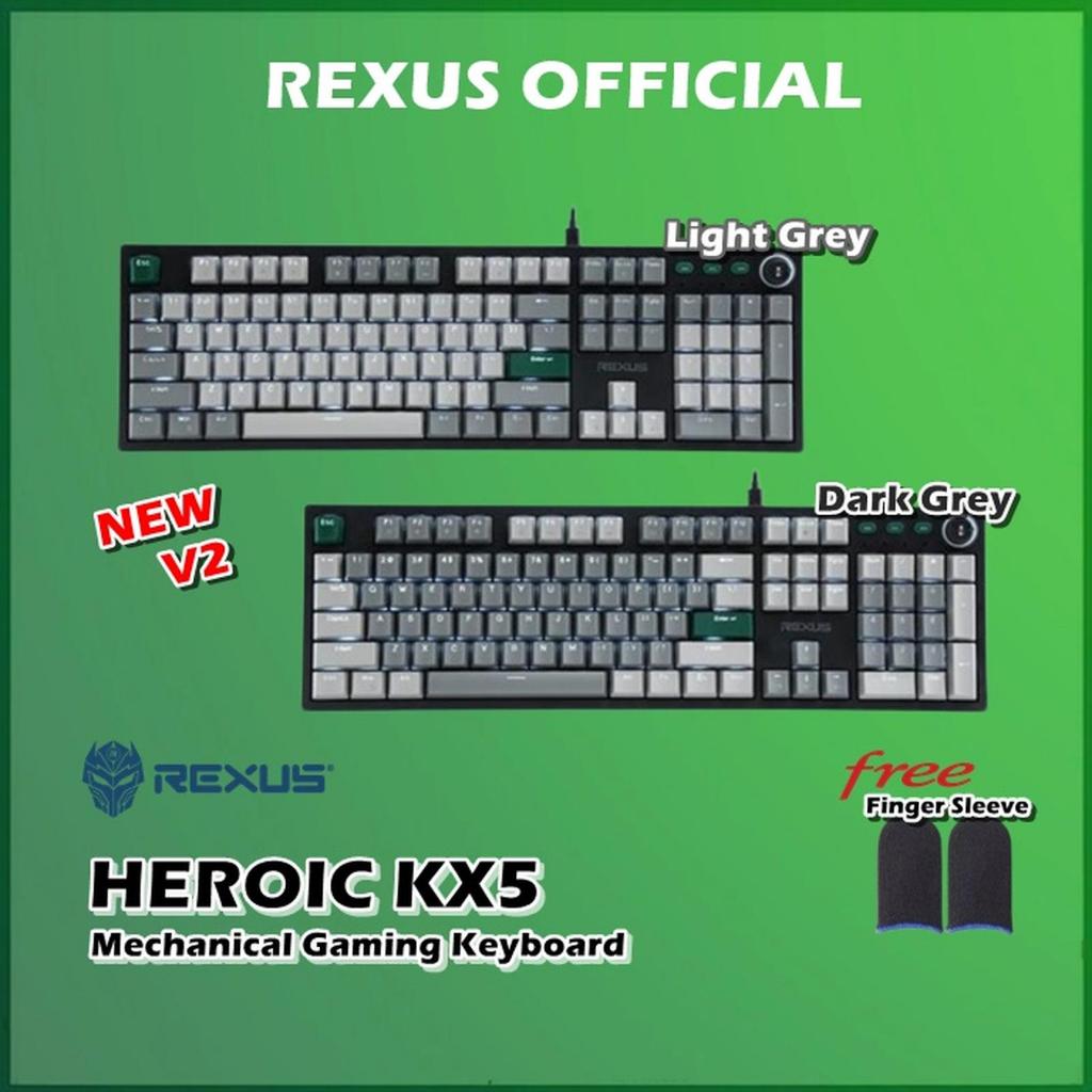 Jual Rexus Heroic KX5 V2 Mechanical Gaming Keyboard Full Size RX-KX5 KX ...