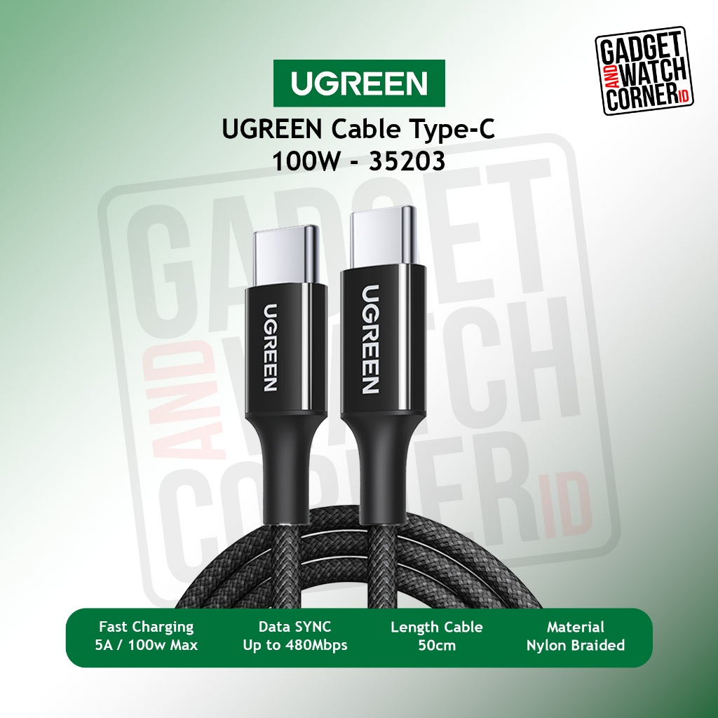 Jual Kabel Data UGREEN USB Type C To Type C PD 5A 100W Fast Charging ...