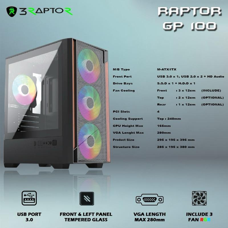 Jual CASING PC POWER UP GAMING RAPTOR GP100 BLACK | Shopee Indonesia