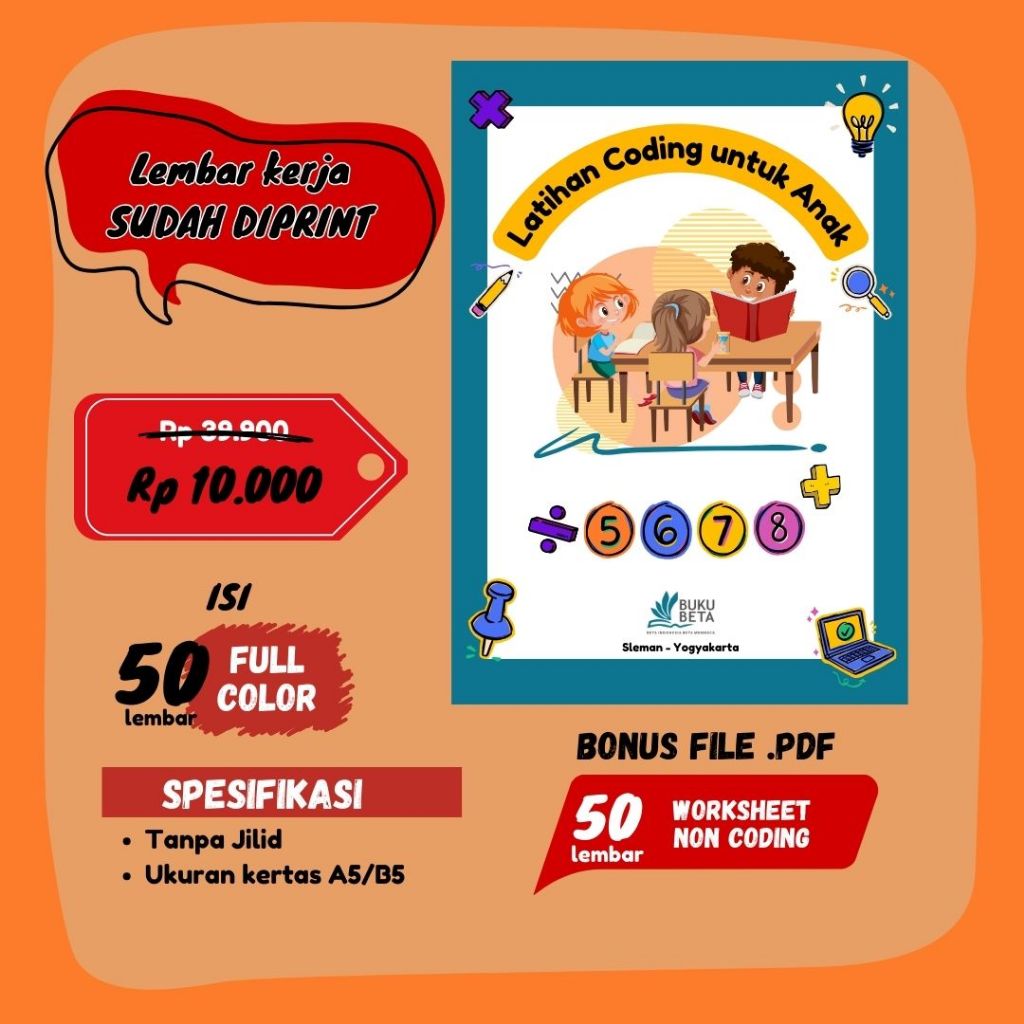 Jual Buku Coding Anak TK Usia Dini Fun Worksheets 50 Lembar Sudah ...