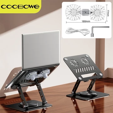 COOBOWE Stand Holder Laptop Stand Aluminium 360° Rotatable Foldable Penyangga Laptop Portable
