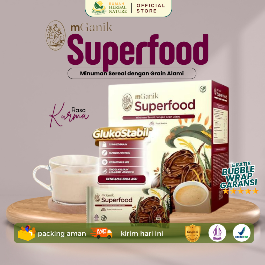 Jual MGANIK Superfood Multigrain Rasa Kurma Atasi Diabetes 500GR ISI 20 ...