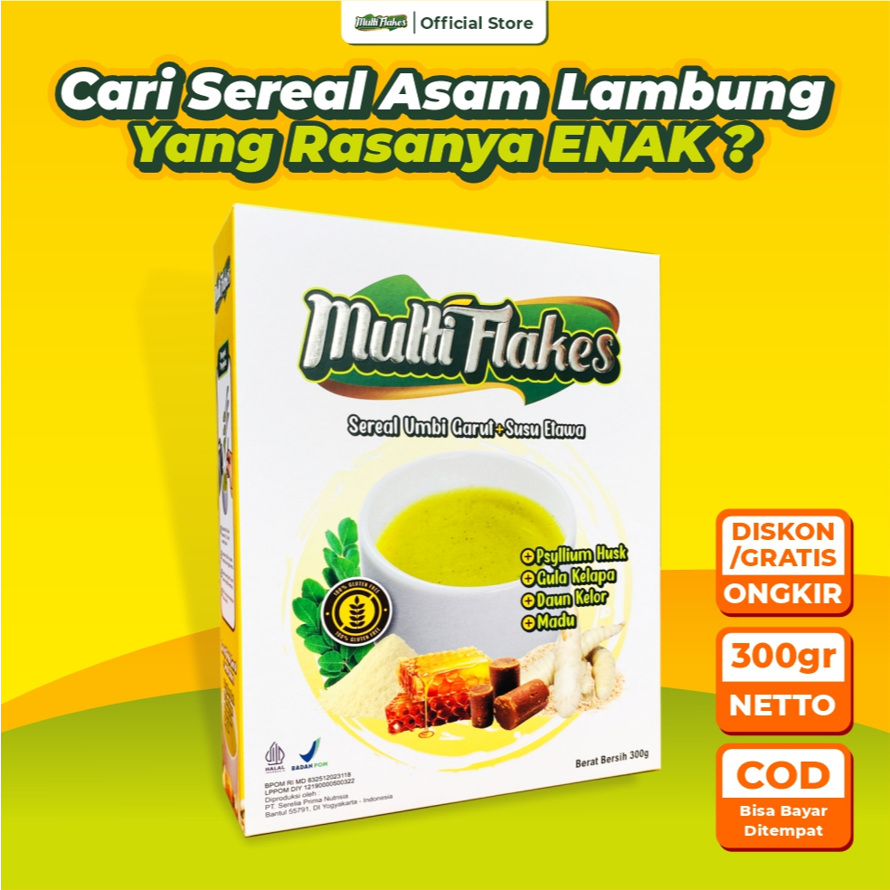 Multi Flakes Sereal Umbi Garut & Susu Etawa Redakan Maag dan Asam Lambung Sembuh
