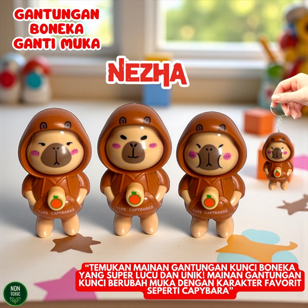 Jual Mainan Capybara Gantungan Kunci Mainan Boneka Berubah Muka Wajah ...