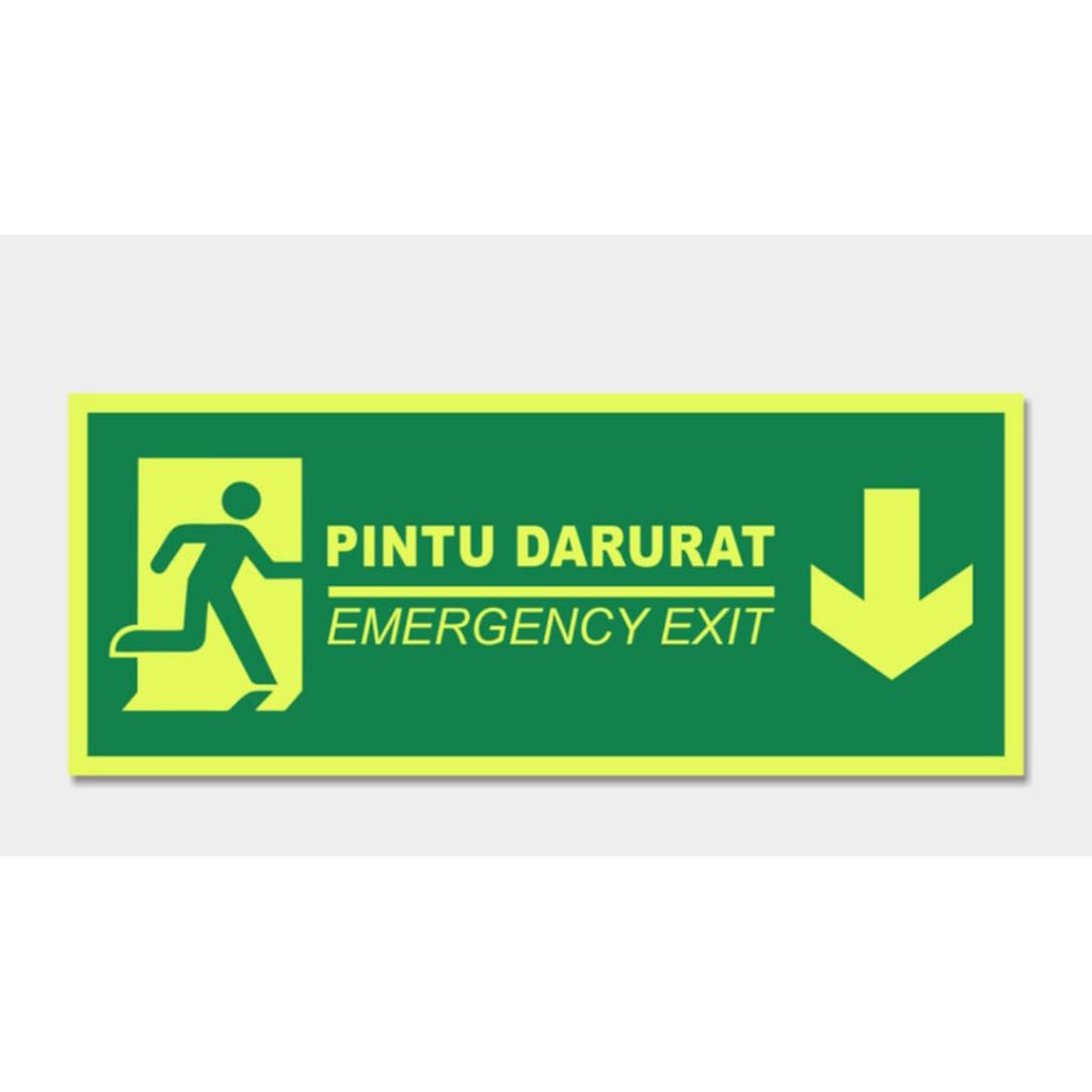 Jual SIGN STIKER PINTU DARURAT EMERGENCY EXIT ( GLOW IN THE DARK )UK ...