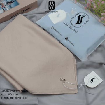 Jilbab Khaki Muda PNS Hijab Segiempat Voal Premium Kerudung Dinas ASN Warna Khaky By Scarfasions