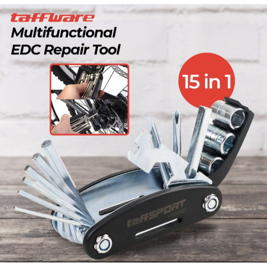 Jual Taffware Multifunctional 15in1 EDC Repair Tool Kunci Pas Hex Obeng ...