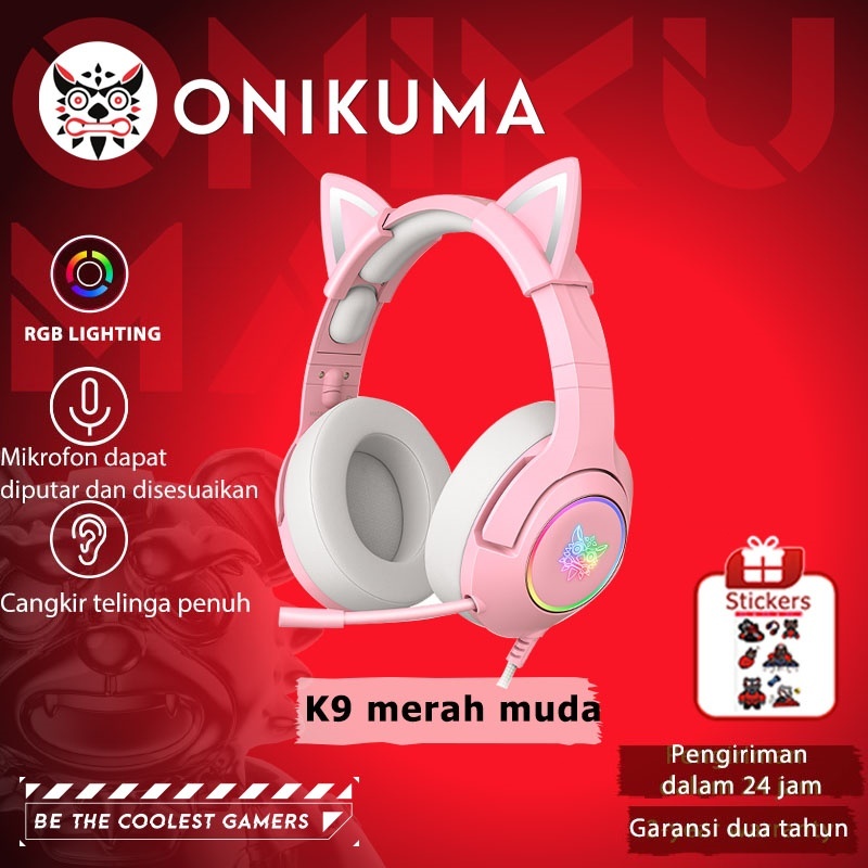 Jual Onikuma K9 pink Rgb Baru Warna Pink Telinga Kucing Lucu