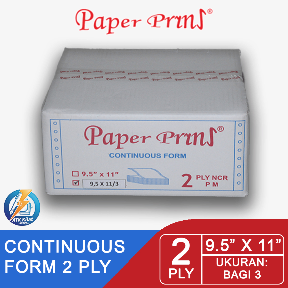 Jual KERTAS CONTINUOUS FORM 2 PLY PAPER PRINT 9.5 X 11 BAGI 3 PRS ...