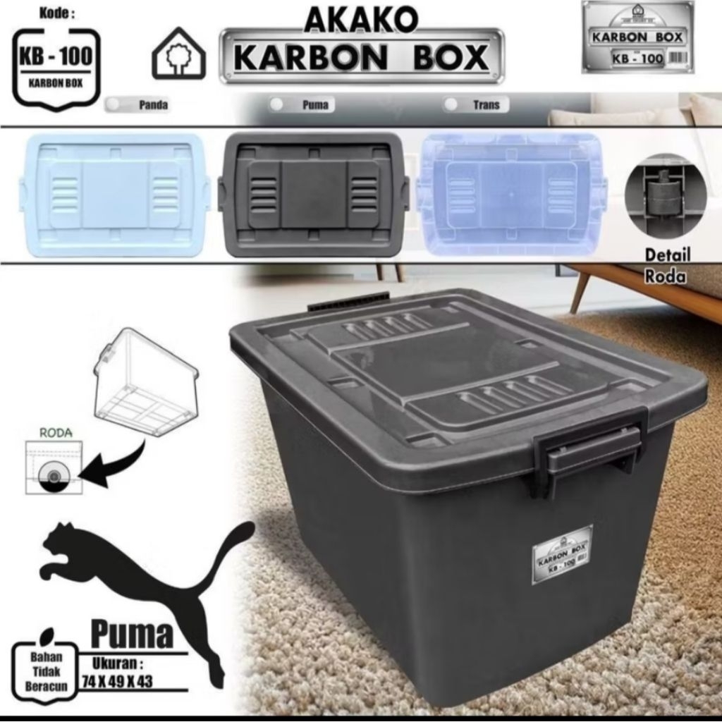 Jual CONTAINER BOX HITAM 100 LITER KOTAK PENYIMPANAN BARANG SERBAGUNA ...
