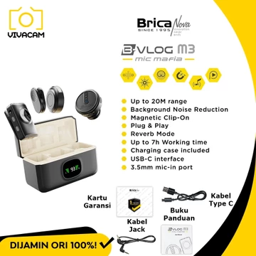 Brica B VLOG M1S M1D M2 M3 M4 M5 Dual Wireless Microphone Clip On Mic Vlog With Charging Case