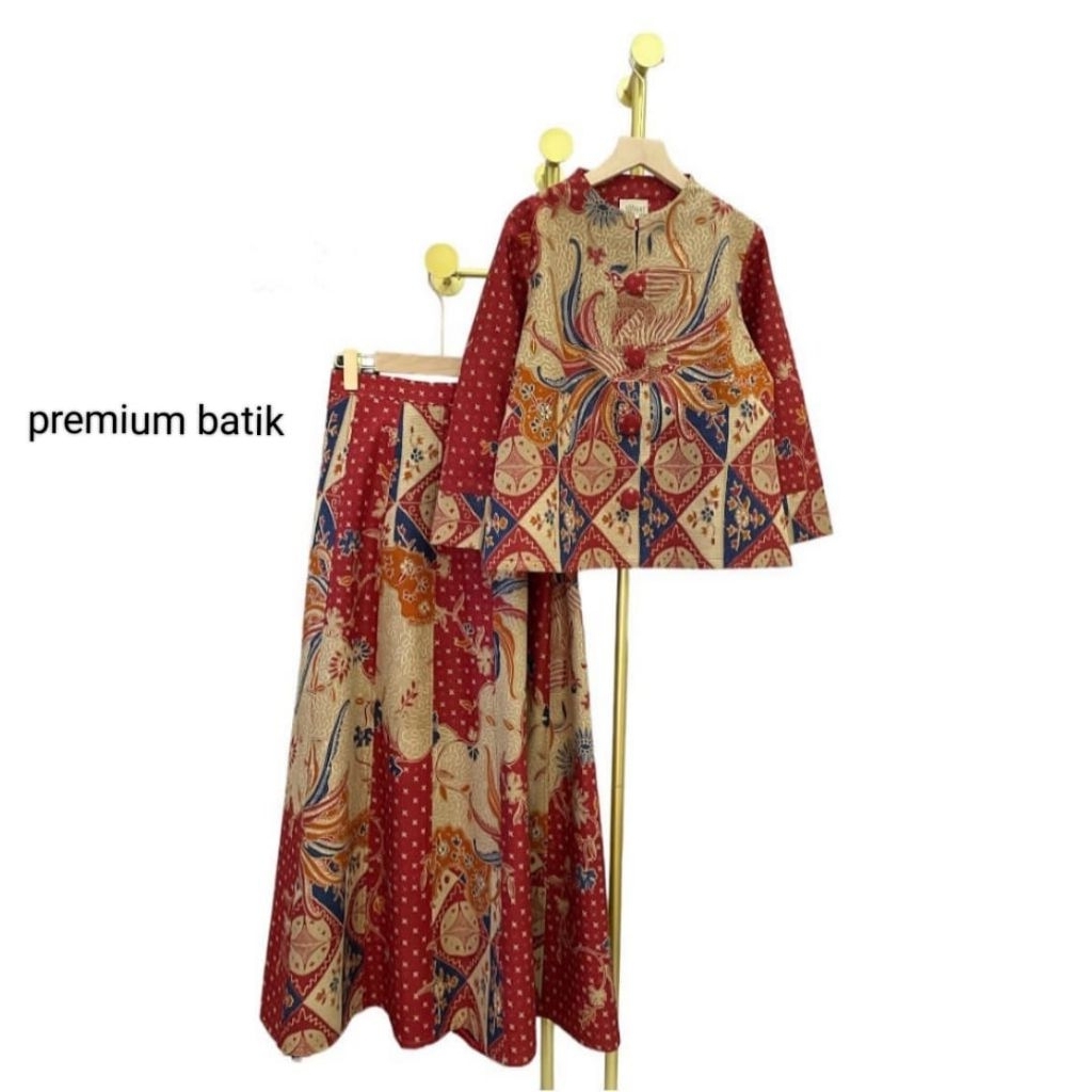 Jual setelan batik wanita motif Inara merah maroon lapisan puring ...