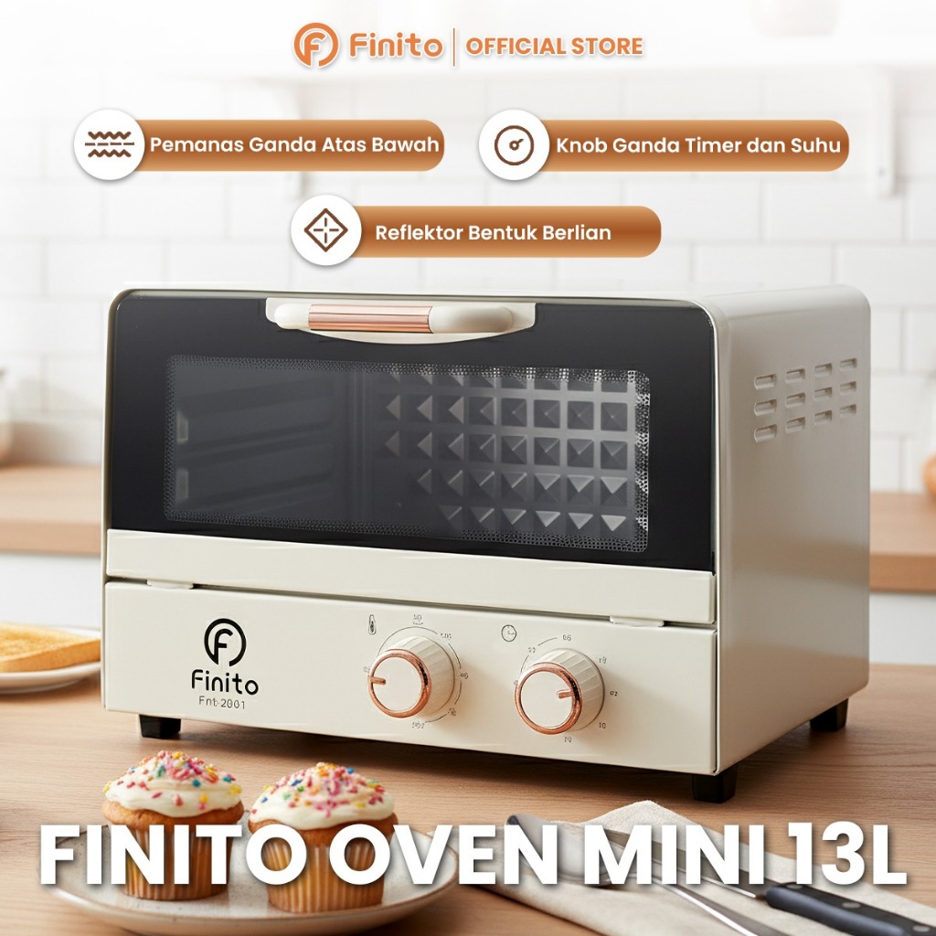 FINITO Oven Kapasitas 13L Pemanggang Kue Elektrik Aestethic