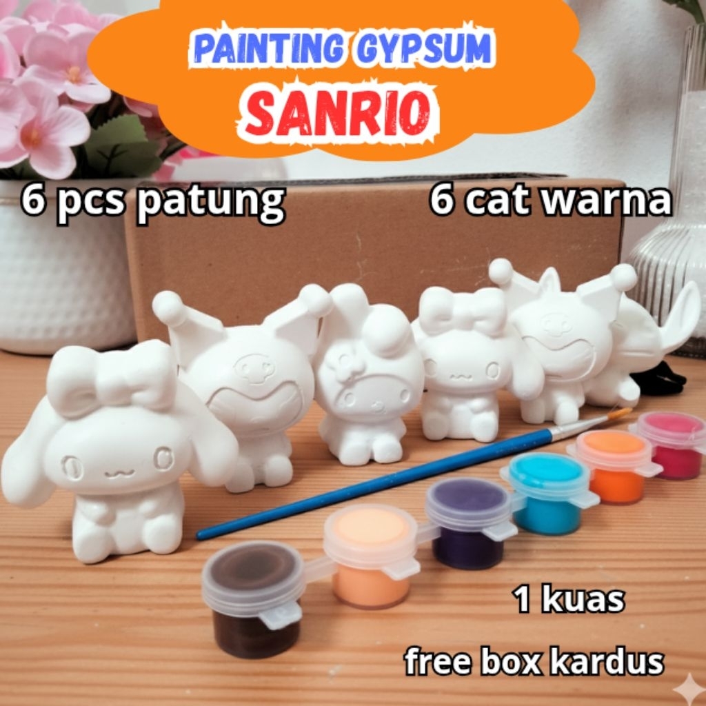 Jual 6 pcs mainan anak mewarnai gpysum Sanrio mainan edukasi diy ...