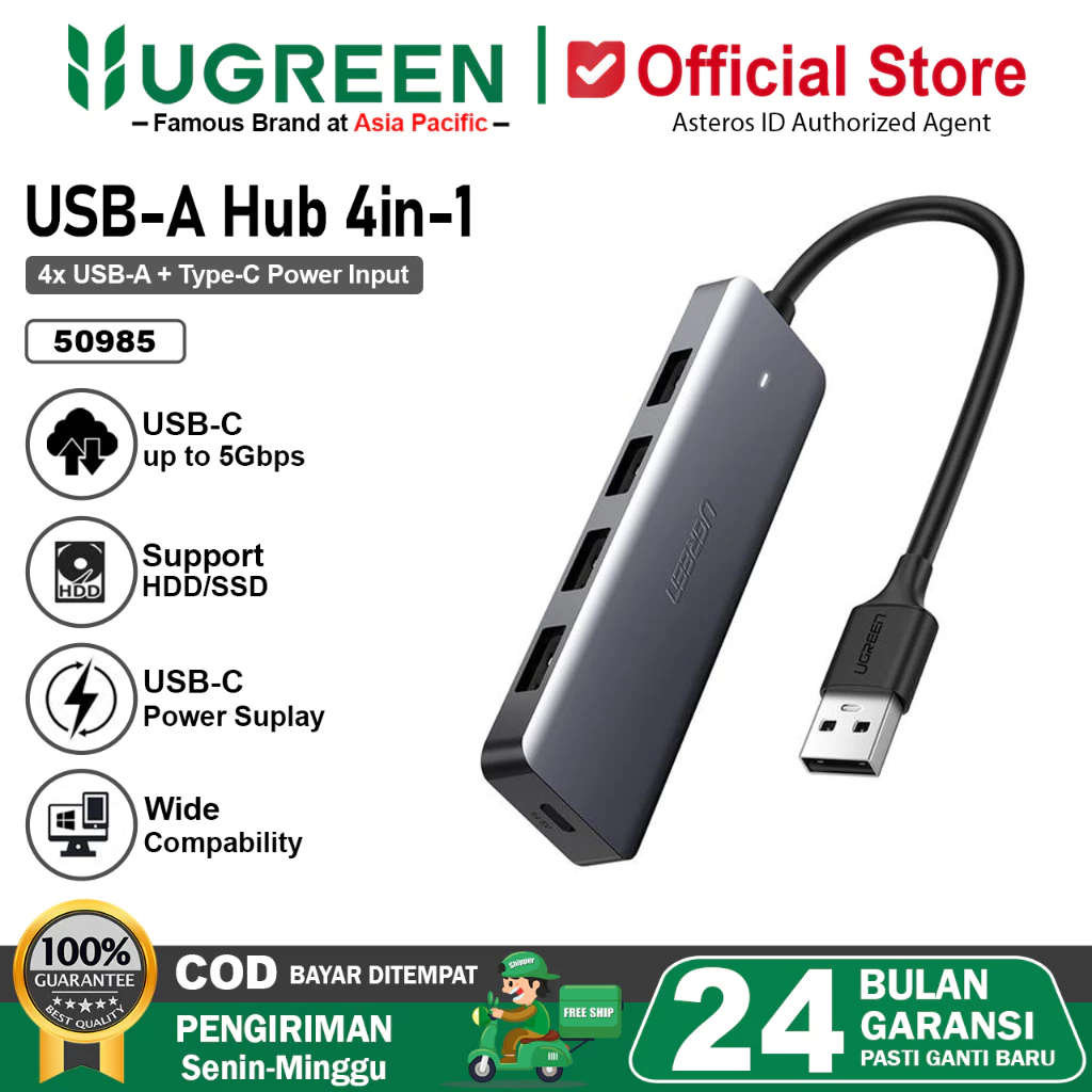 UGREEN USB Hub 4 Port USB 3.0 High Speed 5Gbps 50985