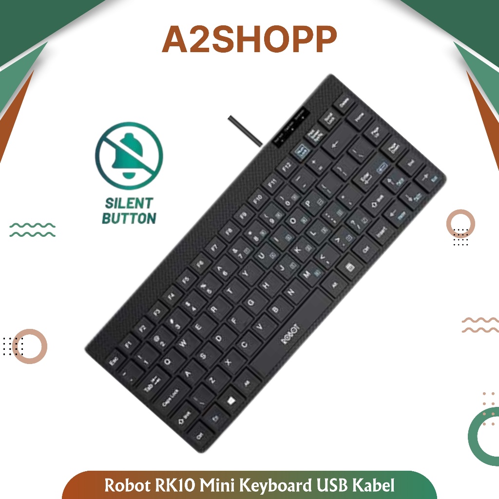 Jual ROBOT RK10 Keyboard Portable Mini Wired Ultra-Thin Tombol Silent ...