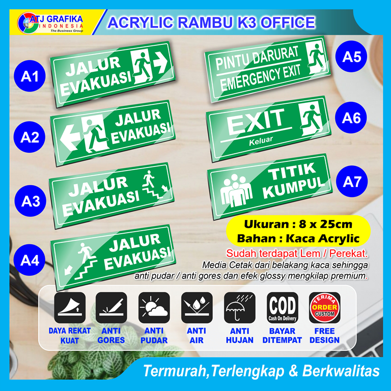Jual PREMIUM ACRYLIC rambu K3 prosedur safety akrilik sign keselamatan ...