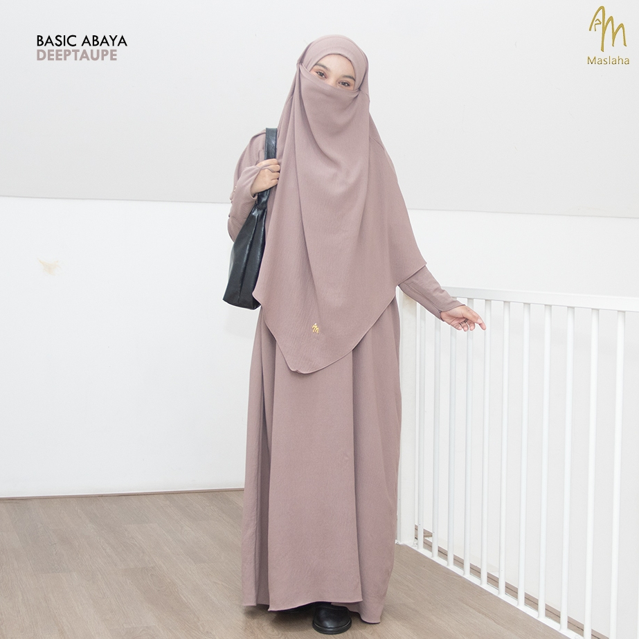 Jual Maslaha Niqab Basic Abaya Deeptaupe I Abaya Batwing Polos Syari ...