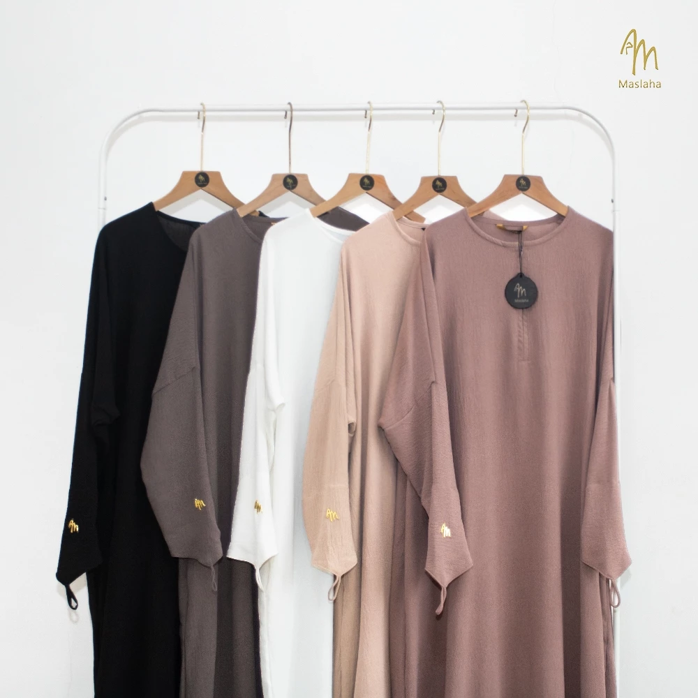 gamis katun adem tidak nerawang bahan crinkle premium nyaman dipakai seharian