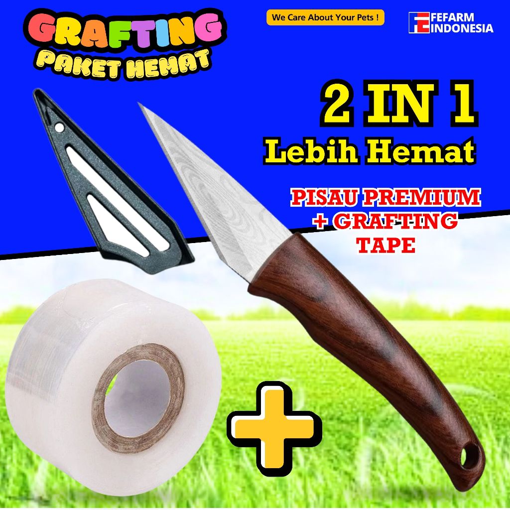 Grafting Tape 3CM dan Pisau Okulasi Premium Paket Alat Berkebun Stek Tanaman Cangkok Kebun Taman