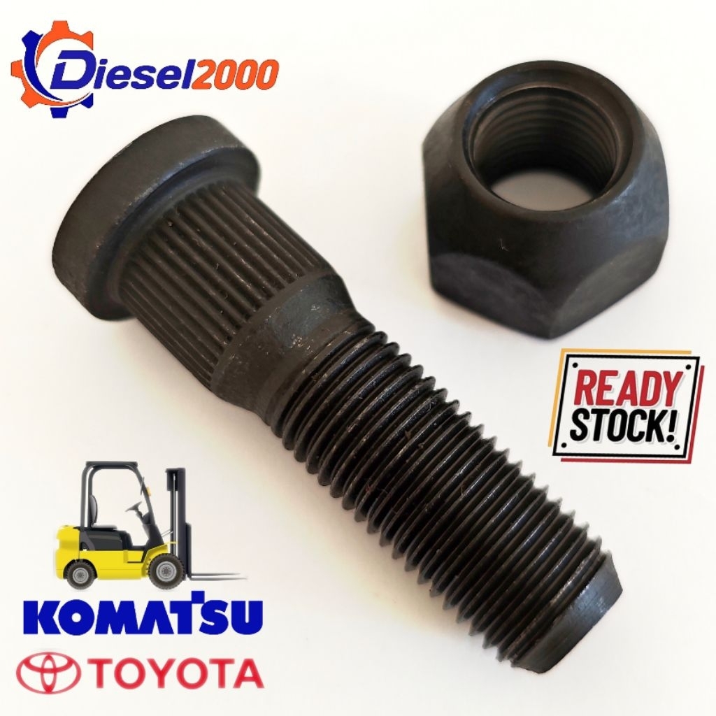Jual BAUT RODA BELAKANG + MUR STUD REAR WHEEL AXLE HUB FORKLIFT KOMATSU ...