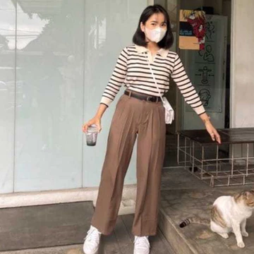Celana Highwaist Loose Pants Trousers Celana Kerja Wanita Kantor Celana Anti Kusut Celana Kulot