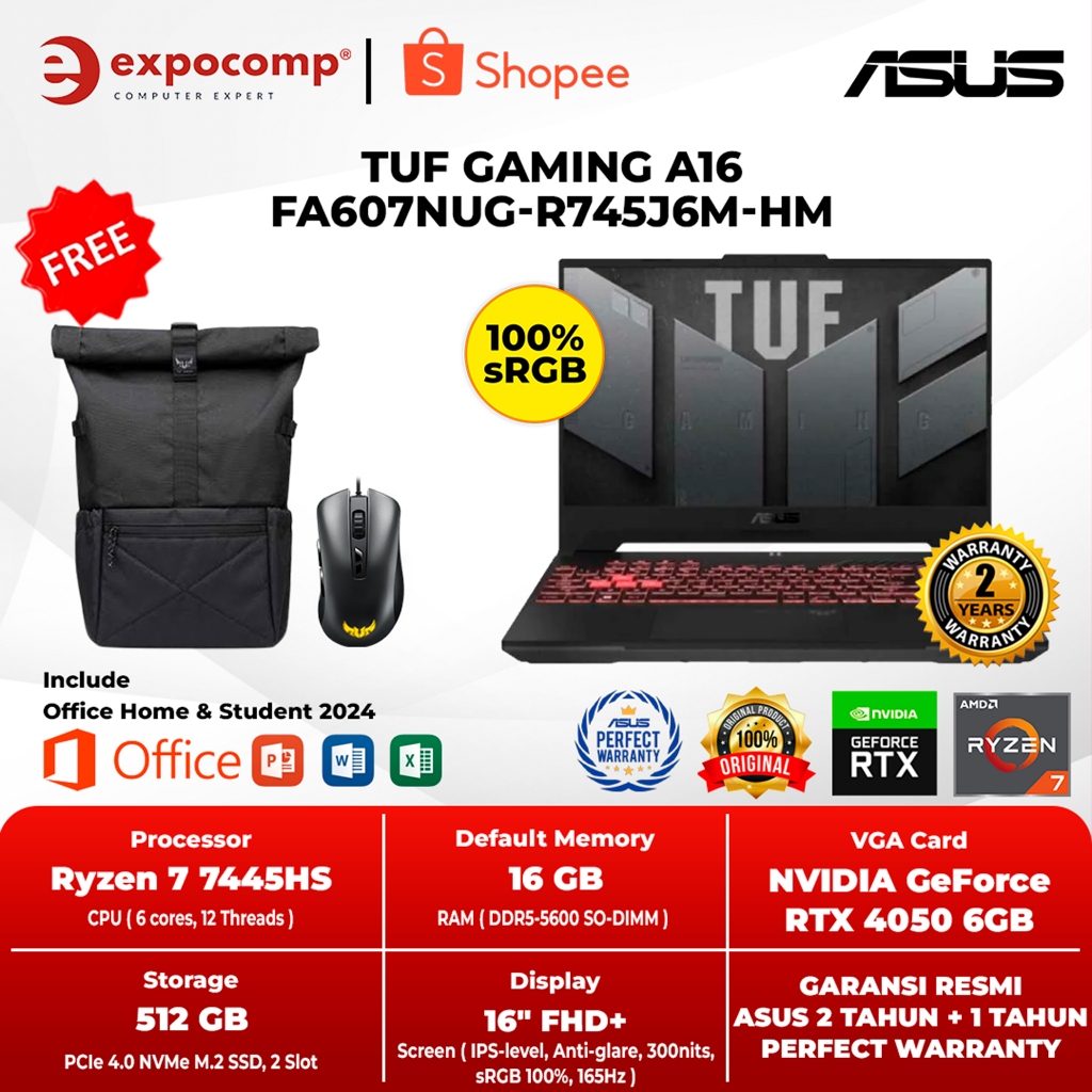 Jual ASUS TUF GAMING A16 FA607NUG-R745J6M-HM GeForce RTX 4050 6GBGRAY ...